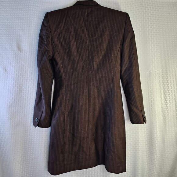 Escada Margaretha Ley Brown Pinstripe Button-Up Wool Mohair suit dress - Picture 8 of 15